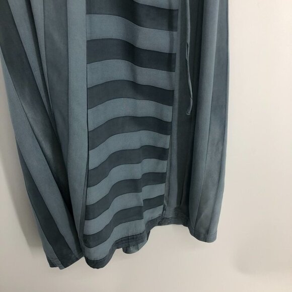 NWT Sita Murt teal blue mixed stripe Sleeveless maxi  dress waist tie size ~LG - Picture 9 of 16